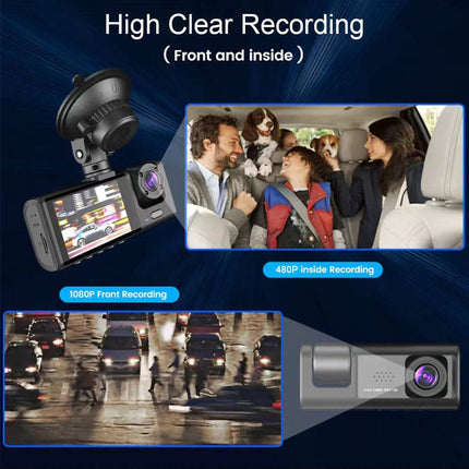 VCTparts Dashcam HD 1080P 3CH Auto Recorder met Binnenzijde Camera Zwart NORGOS 8