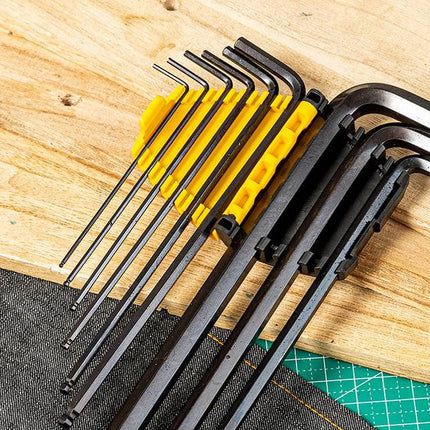 Deli Extra Lange Kogelkop Inbussleutelset 1.5 - 10mm 9 stuks [Gereedschap - Tools EDL232309H] (Zwart) - VCTparts.nl