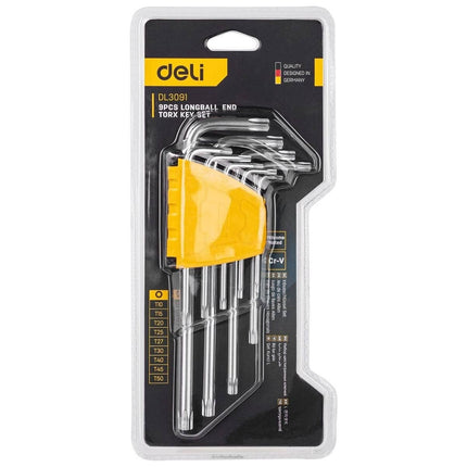 Deli Deli Torx Inbussleutelset 1.5 - 10mm 9 stuks [Gereedschap - Tools EDL3091] (Zilver) INNPRO 4