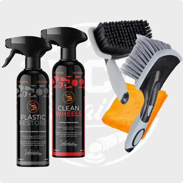 Detailing Combideal Clean Wheels + Plastic/Rubber Restore voor Schone Auto Velgen met Borstels en Doek - VCTparts.nl