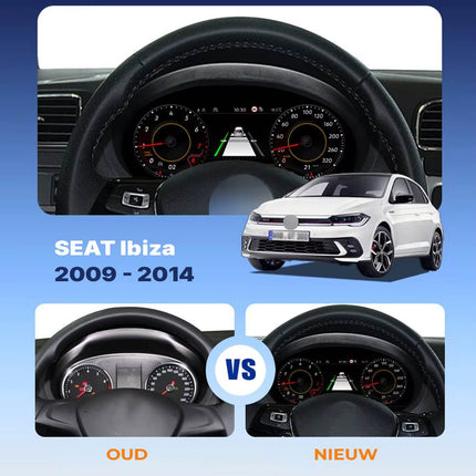 Digitale Virtuele Cockpit Instrument Cluster CarPlay en Android Auto 12.3 inch LCD - Voor VW Seat Ibiza PQ 2009 - 2014 6J generatie - VCTparts.nl