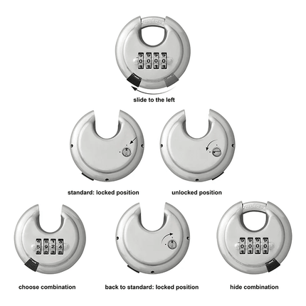 VCTparts Discusslot 70mm met Cijfercombinatie Hangslot Rond Gehard Staal Cijferslot VCTparts 5