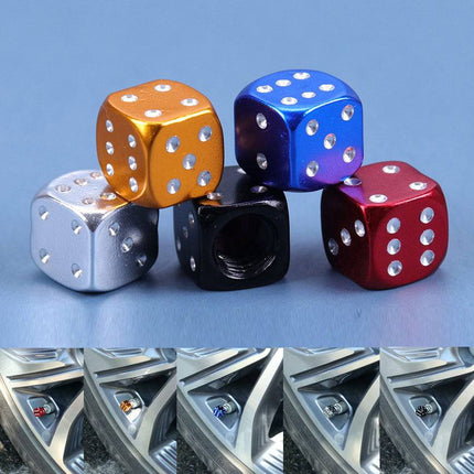 Dobbelsteen Ventieldopjes Dobbel Steentjes Dices - Metaal Zwart (set 4 stuks) - VCTparts.nl