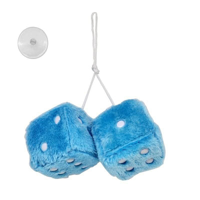 Dobbelstenen Spiegel Hanger Lichtblauw - Set van 2 Retro Auto Dobbelstenen Pluche Binnenspiegel Decoratie met Zuignap