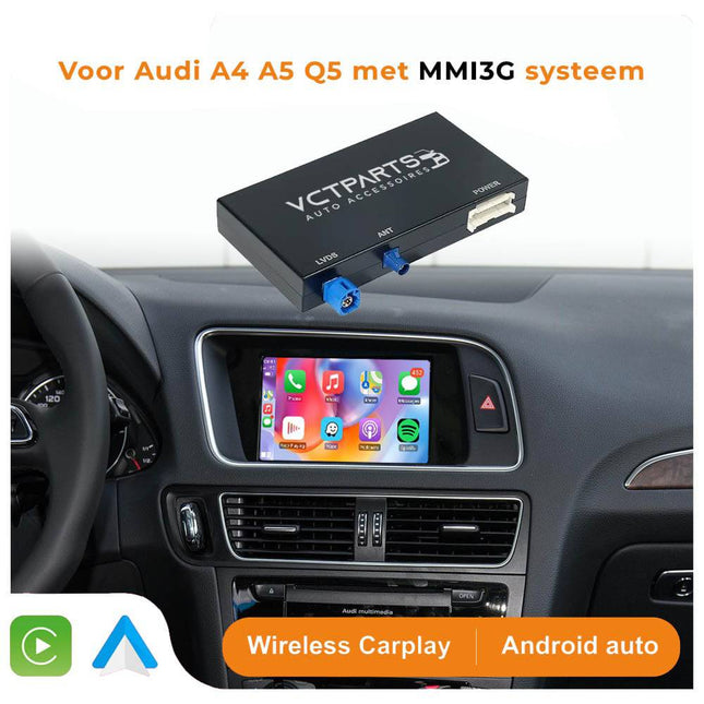 Draadloze CarPlay Android Auto Adapter CarPlay Box Inbouwmodule voor Audi MMI 3G Systeem – Geschikt voor A4 B8, A5, Q5 (2009–2015) - VCTparts.nl