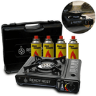 ReadyNest Draagbaar ReadyNest Nood Gasstel Campingkooktoestel met 4x Butaangas – Ideaal voor Noodpakket, Prepping en Buitenavonturen Fortrade 1