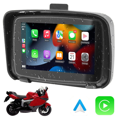 Navigation de moto portable et couplage de smartphone Écran de 5 pouces Android Android Auto & CarPlay [Handsfree Call - 5G - Bluetooth]