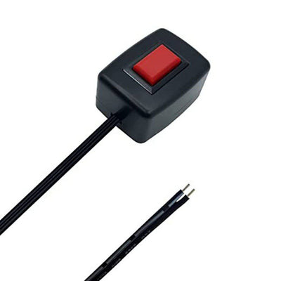 Interrupteur à bouton-poussoir 12V - ON / OFF avec un câble de 100 cm avec un bord collant rouge