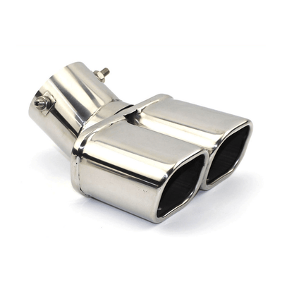 Double échappement chrome descendant de 60 mm casque / pièce d'extrémité carré [pièce décorative d'échappement - Tunage d'échappement - Piece de couplage d'échappement]