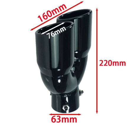 VCTparts Dubbele Uitlaat Zwart Aflopend 63mm Kopstuk / Eindstuk RVS [Uitlaat Sierstuk - Uitlaat Tuning - Uitlaat Koppelstuk] NORGOS 2