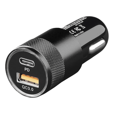 Dubbele USB Snellader Type A + C 12/24V 3100mA - Universele Autolader