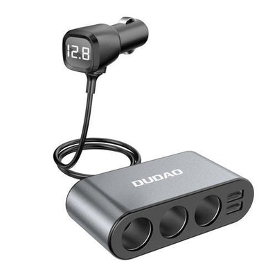 Dudao Autolader met 3x Sigarettenaansteker Splitter en 2x USB 3.4A - 12V 24V Auto Oplader Adapter Zwart
