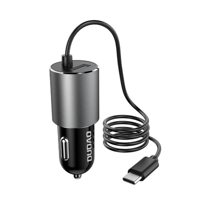 Dudao Car Charger Charger USB-C & USB-A Snell Charger-3.4A (1M) Gray [Triple Fast Car Charger]