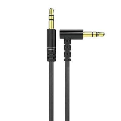 Dudao Rekbare Haakse AUX Mini Jack 3.5mm Veer Krulsnoer 100cm Zwart