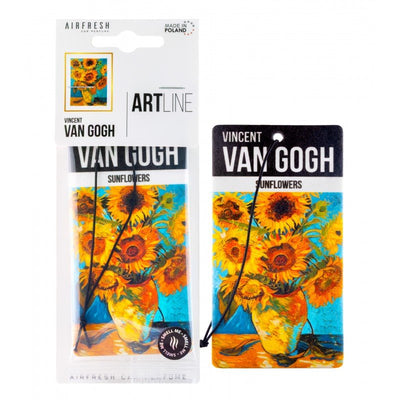 AIRFRESH Art Line Sunflowers Auto Geurhanger – Vincent Van Gogh Geïnspireerde Car Air Freshener Hangende Luchtverfrisser tot 30 Dagen