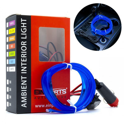 Einparts LED Ambient Interieurverlichting 2m Blauw - Universele 12V Auto Sfeerverlichting 360 Graden Dunne 2mm Strip Compleet Pakket