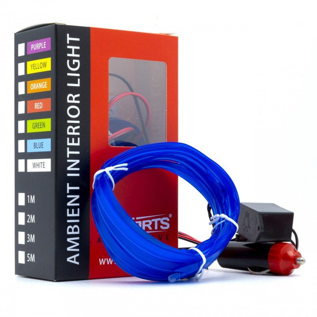 Einparts LED Ambient Interieurverlichting 3m Blauw - Universele 12V Auto Sfeerverlichting 360 Graden Dunne 2mm Strip Compleet Pakket - VCTparts.nl