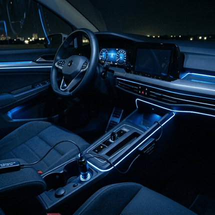 Einparts LED Ambient Interieurverlichting 3m Blauw - Universele 24V Truck Sfeerverlichting 360 Graden Dunne 2mm Strip Compleet Pakket - VCTparts.nl