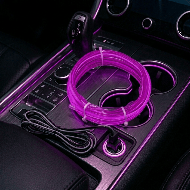 Einparts LED Ambient Interieurverlichting 3m Paars - Universele 12V Auto Sfeerverlichting 360 Graden Dunne 2mm Strip Compleet Pakket - VCTparts.nl