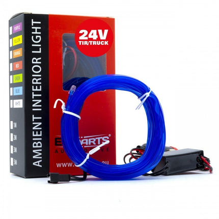 Einparts Einparts LED Ambient Interieurverlichting 5m Blauw - Universele 24V Truck Sfeerverlichting 360 Graden Dunne 2mm Strip Compleet Pakket Einparts 6