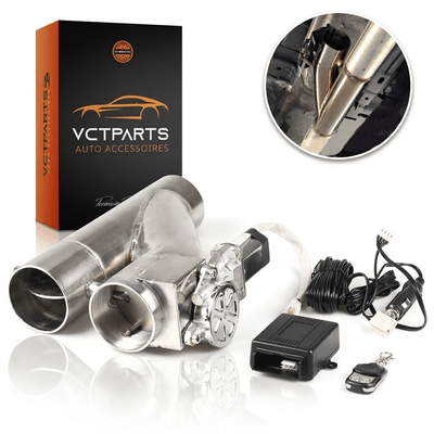 Système de soupape d'échappement électrique 275 pouces 70 mm Ø Bypass universel sans fil avec télécommande - Double tuyau avec soupape