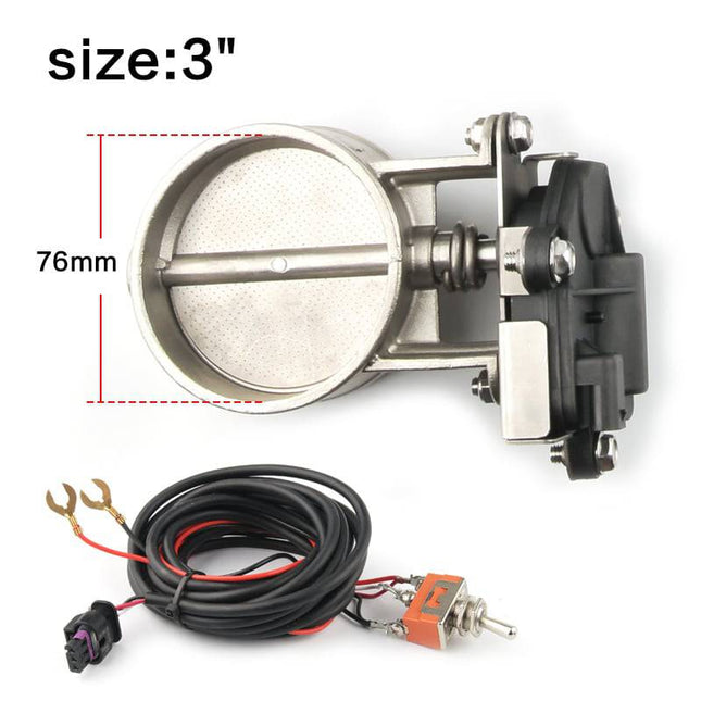 Elektrische Uitlaat Regelklep 3inch 76mm Universeel met Schakelaar Enkele Klep Kleppensysteem - VCTparts.nl