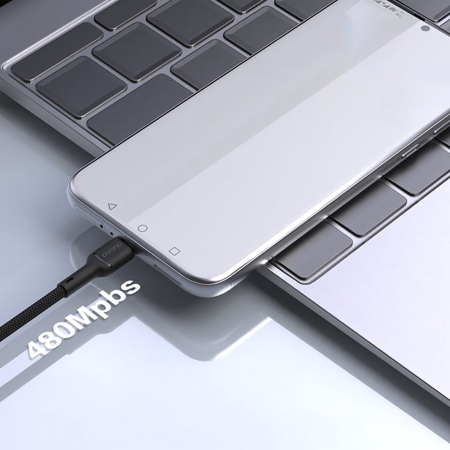 Dudao L9T 5A USB-A naar USB-C Kabel 1 Meter Gevlochten Katoen Snellader Zwart voor Smartphones en Tablets