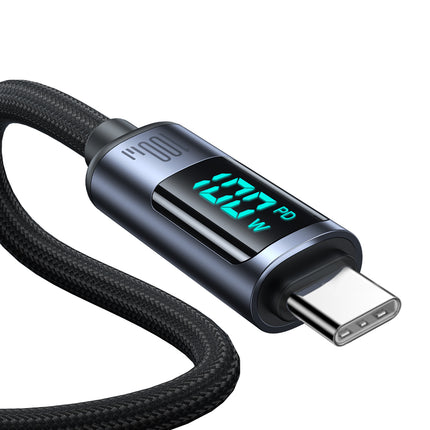 Joyroom Prism Series A16 USB-C naar USB-C Kabel 100W - met LED Display voor Snelladen en Dataoverdracht Zwart 1,2m Oplaadsnoer