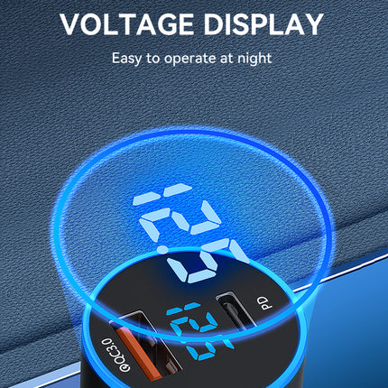 Wozinsky WDCCAC USB C USB A 36W Autolader Snellader met Display Zwart