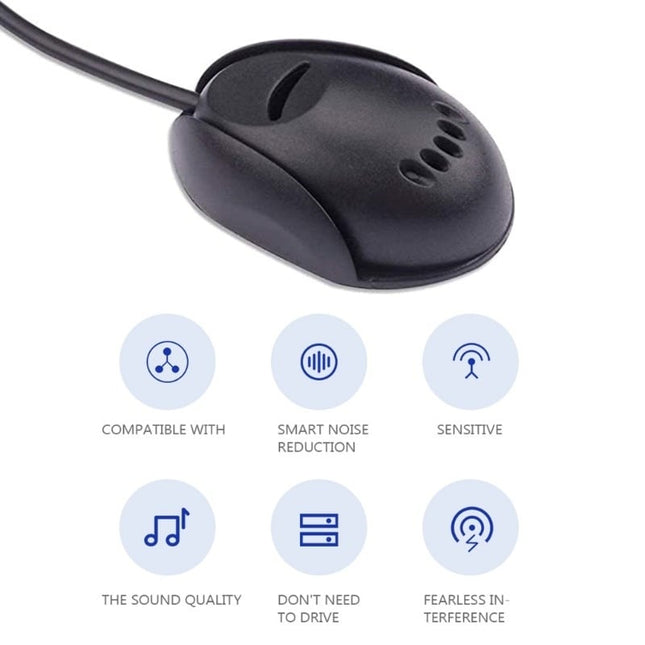 Auto AUX 3.5mm Externe Microfoon Zwart - VCTparts.nl