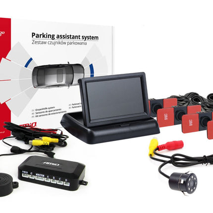 AMiO Parkeerhulpsysteem TFT02 43 inch met HD-307-IR en 4 Sensoren Zwart Binnenmontage - VCTparts.nl