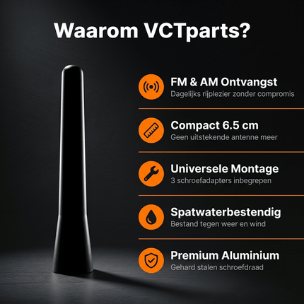VCTparts FM/AM Auto Antenne Mini Universeel 6,5cm – Compacte Zwarte Antenne voor Stijlvolle Auto’s NORGOS 4