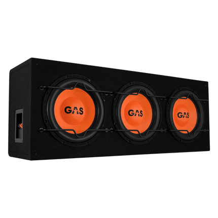 Gas Audio Power Gas Audio Power Gas Mad Level 1 Loaded Enclosure 3x10" voor Auto Geluidssystemen en Hoogwaardige Geluidskwaliteit Optimount 1