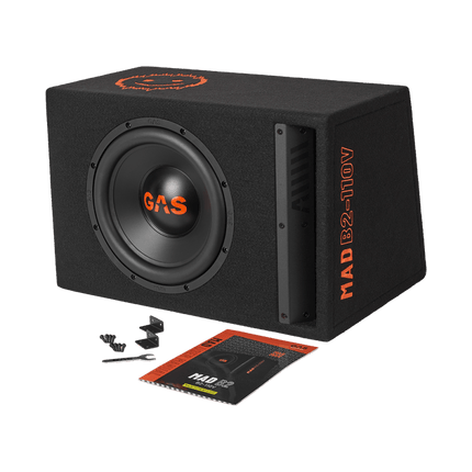 Gas Audio Power GAS MAD Level 2 10 Inch Subwooferkist met Subwoofer – Loaded Enclosure 300W RMS Krachtige Bass Upgrade Auto Audio Optimount 2