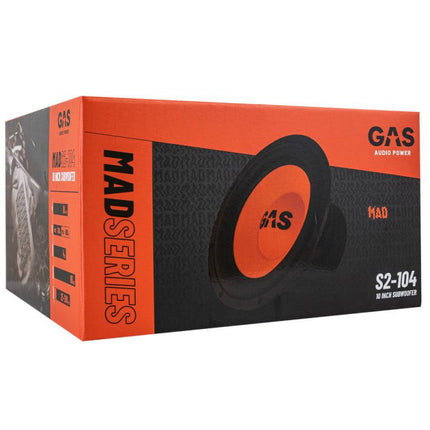 Gas Audio Power Gas Audio Power Gas Mad Level 2 Subwoofer 10" 4 Ohm voor Auto Geluidssystemen en Hoogwaardige Geluidskwaliteit Optimount 5