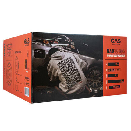 Gas Audio Power Gas Audio Power Gas Mad Level 2 Subwoofer 10" 4 Ohm voor Auto Geluidssystemen en Hoogwaardige Geluidskwaliteit Optimount 7