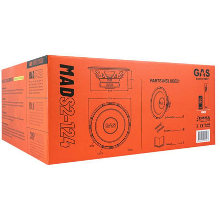 Gas Audio Power Gas Audio Power Gas Mad Level 2 Subwoofer 12" 4 Ohm voor Auto Geluidssystemen en Hoogwaardige Geluidskwaliteit Optimount 7