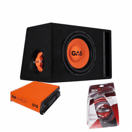 Gas Audio Power Gas Mad Subwoofer Set Mad B2 - 110 (gepoort) + Mad A1 - 500.1d + Wk - 20 voor Auto Geluidssystemen en Hoogwaardige Geluidskwaliteit - VCTparts.nl