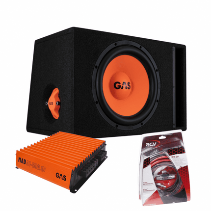 Gas Audio Power Gas Mad Subwoofer Set Mad B2 - 112 (gepoort) + Mad A1 - 500.1d + Wk - 20 voor Auto Geluidssystemen en Hoogwaardige Geluidskwaliteit - VCTparts.nl