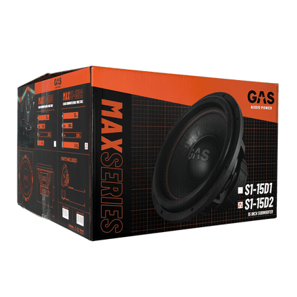 Gas Audio Power Gas Audio Power Gas Max Level 1 Subwoofer 15" 2x2 Ohm voor Auto Geluidssystemen en Hoogwaardige Geluidskwaliteit Optimount 8