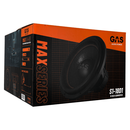 Gas Audio Power Gas Audio Power Gas Max Level 1 Subwoofer 18" 2x1 Ohm voor Auto Geluidssystemen en Hoogwaardige Geluidskwaliteit Optimount 7