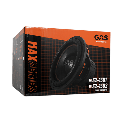 Gas Audio Power Gas Audio Power Gas Max Level 2 Subwoofer 15" 2x1 Ohm voor Auto Geluidssystemen en Hoogwaardige Geluidskwaliteit Optimount 4