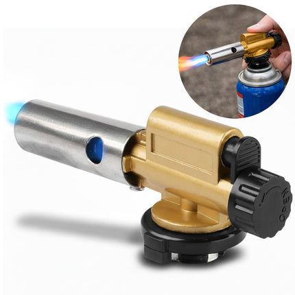 Gasbrander met Regelknop en Ontsteker – Krachtige Handbrander Verhitting voor Kamperen en Klussen - Gietijzeren Branderkop Cast Iron Burner - VCTparts.nl