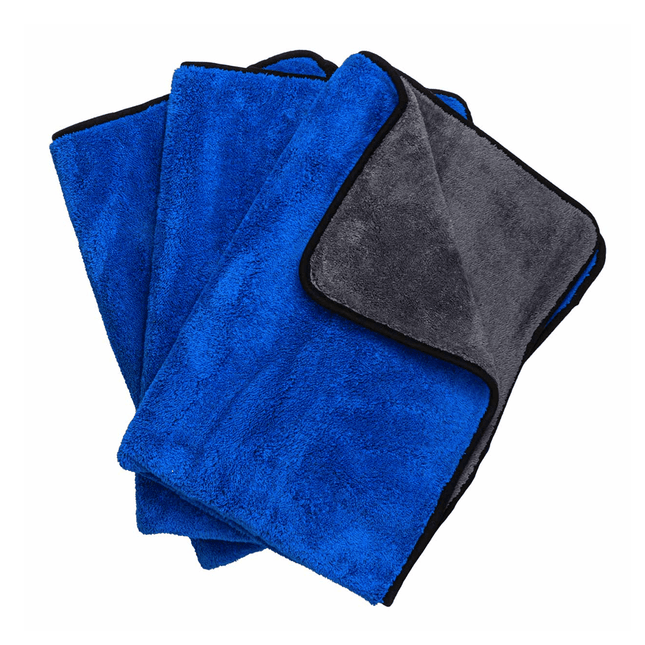 Glossio Glossio 3 - pack Mega Dry XL Microvezel Droogdoek Blauw/Grijs 60x90cm 800gsm voor Snel en Veilig Drogen AMiO 1