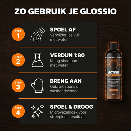 Glossio Glossio Active Shampoo Premium Werkende Zeep 500ML - Krachtige Autoshampoo voor Dieptereiniging en Glanzende Lak zonder Beschadiging Glansz 10