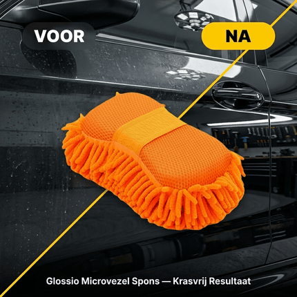 Glossio Glossio Auto Microvezel Spons - Autospons met Vuilfilter voor Streeploos Wassen en Reinigen - Oranje NORGOS 6