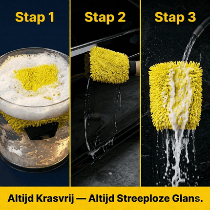 Glossio Glossio Auto Reinigings Washandschoen Washmitt met Absorberende Microvezel voor Streeploos Glansresultaat Geel AMiO 7