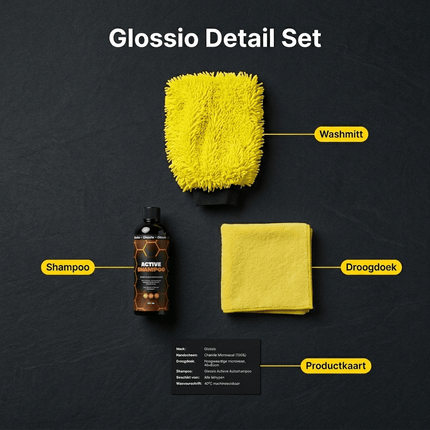 Glossio Glossio Auto Reinigings Washandschoen Washmitt met Absorberende Microvezel voor Streeploos Glansresultaat Geel AMiO 8