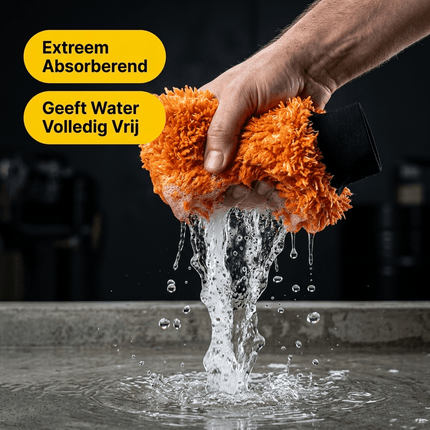 Glossio Glossio Auto Reinigings Washandschoen Washmitt met Absorberende Microvezel voor Streeploos Glansresultaat Oranje NORGOS 3