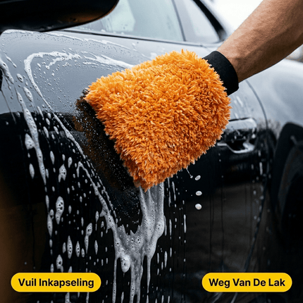 Glossio Glossio Auto Reinigings Washandschoen Washmitt met Absorberende Microvezel voor Streeploos Glansresultaat Oranje NORGOS 4